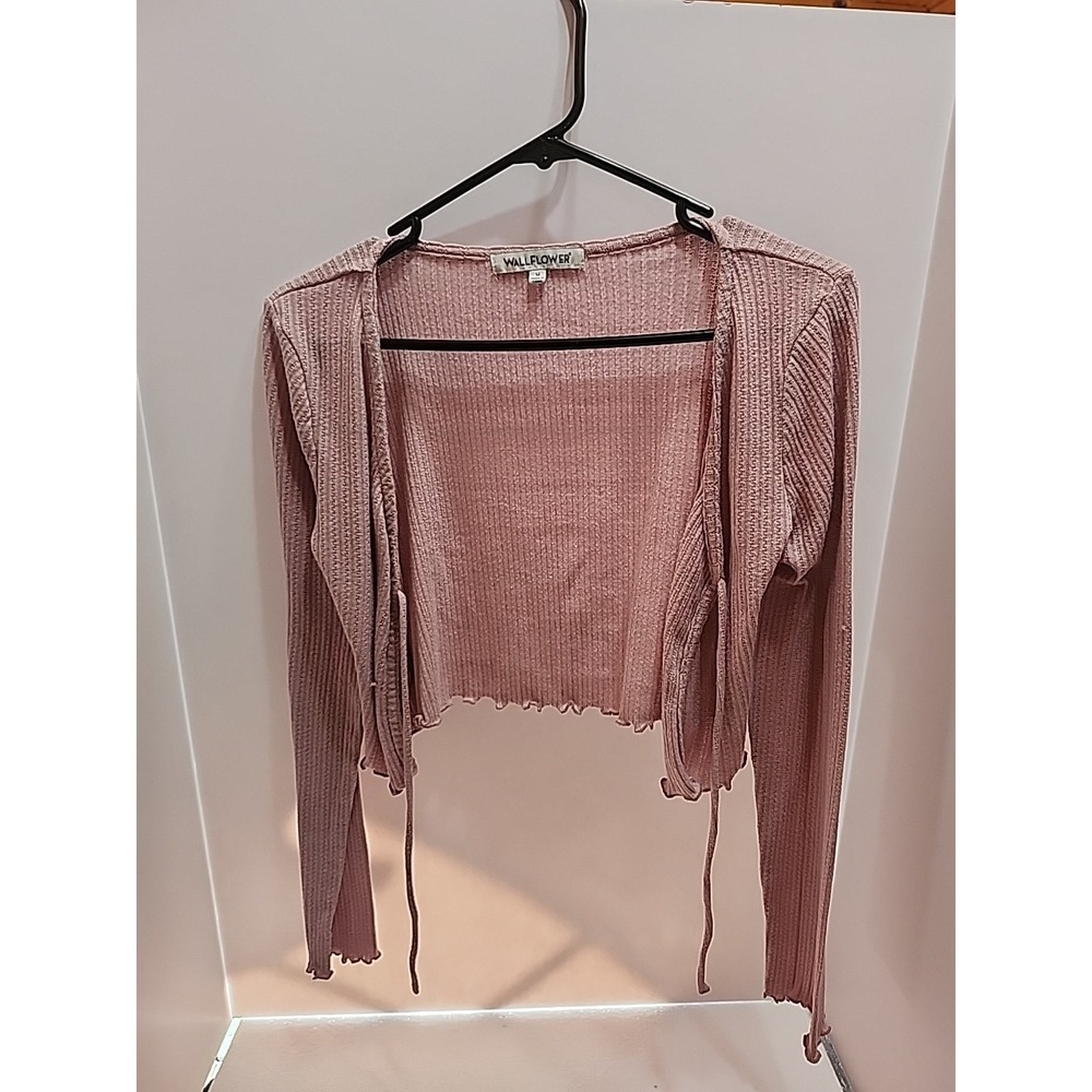 Cardigan Wall Flower Pink Cropped Size M